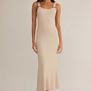 Z Supply Beige Ribbed Midi Dress